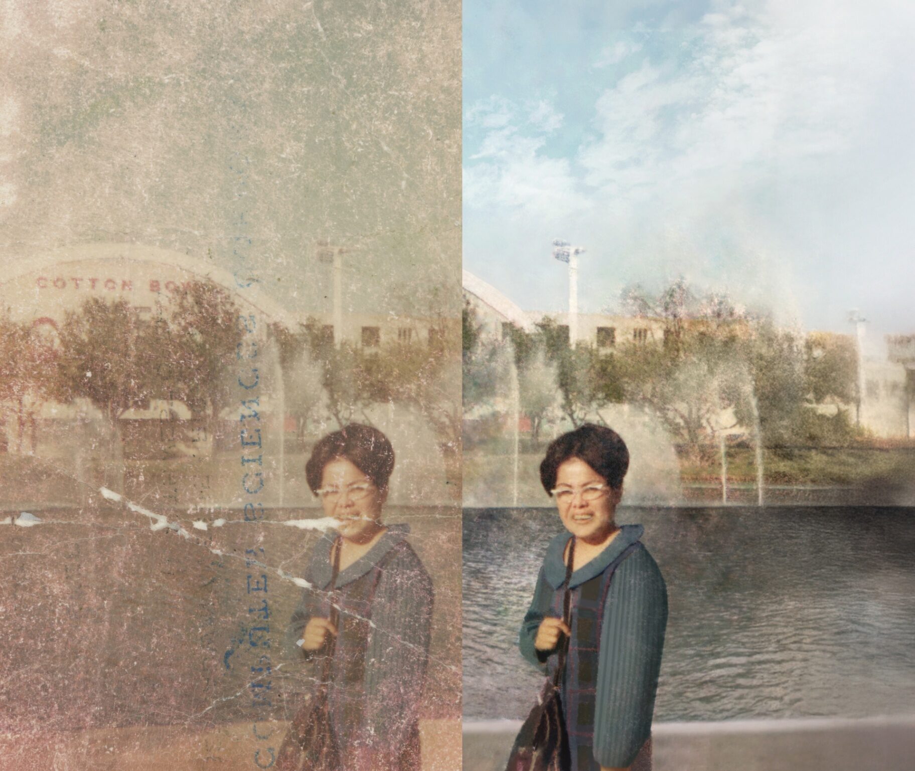 Before and after photo restoration example